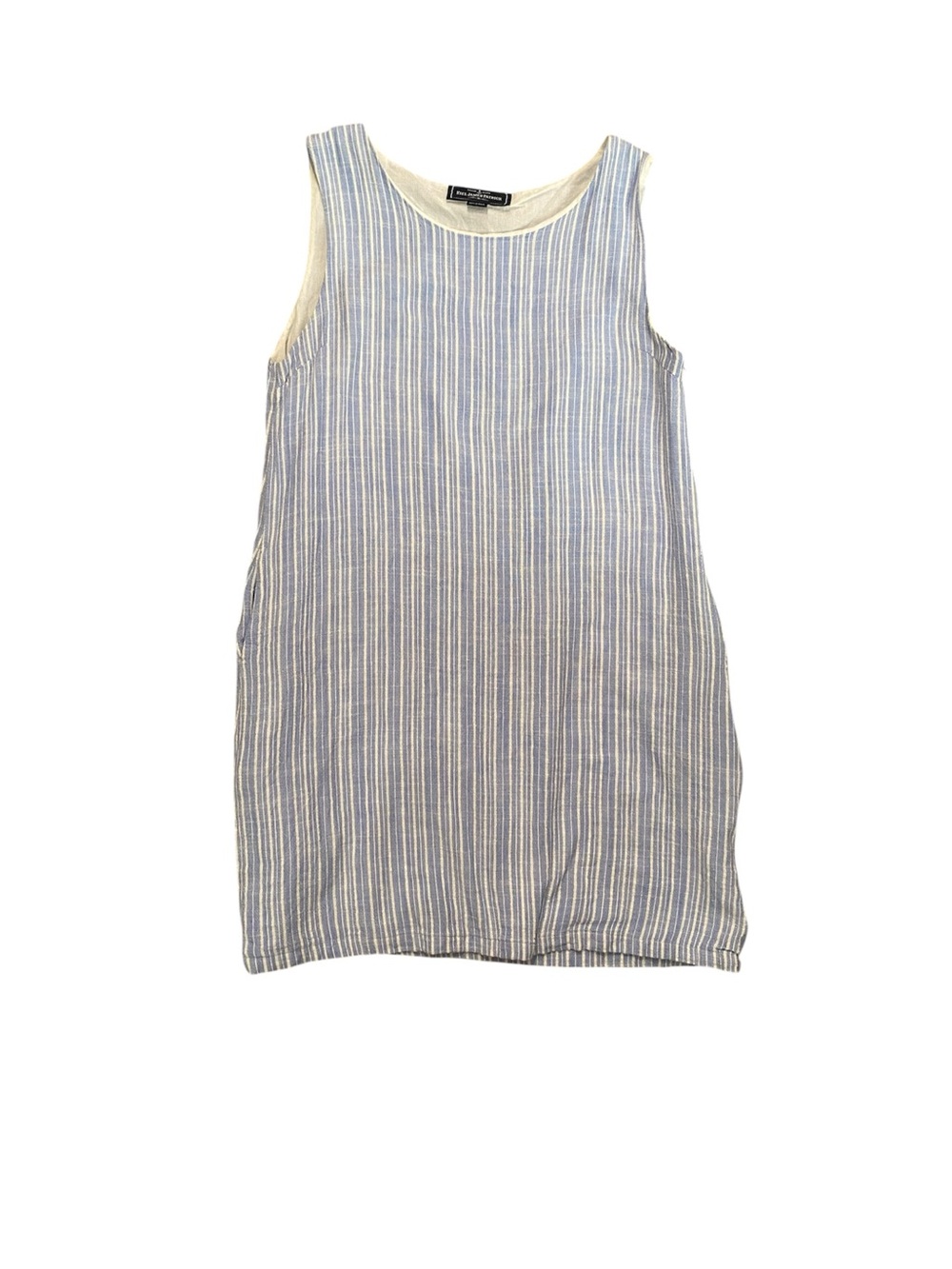 Kiel James Patrick Blue and White Striped Sleeveless Dress